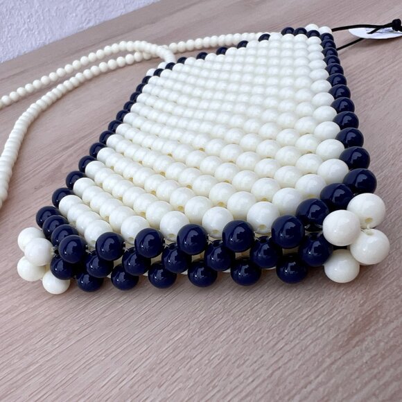 NWT HAY Perla Phone Holder by Ana Kraš in "Milk" Cream and Midnight Blue Beads - Picture 13 of 16